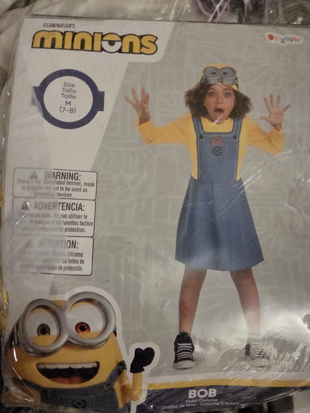 Minions Bob Kids Costume - Yellow Top with Blue Overall Dress
